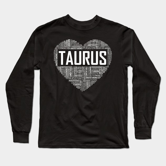 Taurus Zodiac Heart Long Sleeve T-Shirt by LetsBeginDesigns